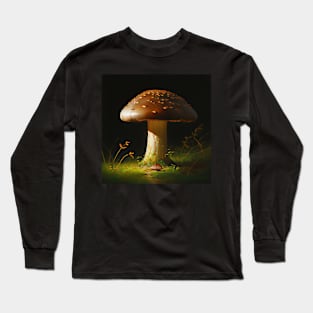 Fuzzy little brown mushroom closeup Long Sleeve T-Shirt